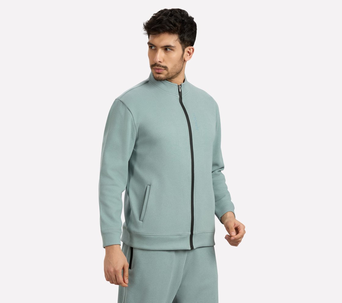 AIRY TRAVELLER FLEECE JACKET, OFF WHITE/NAVY Apparel Bottom View