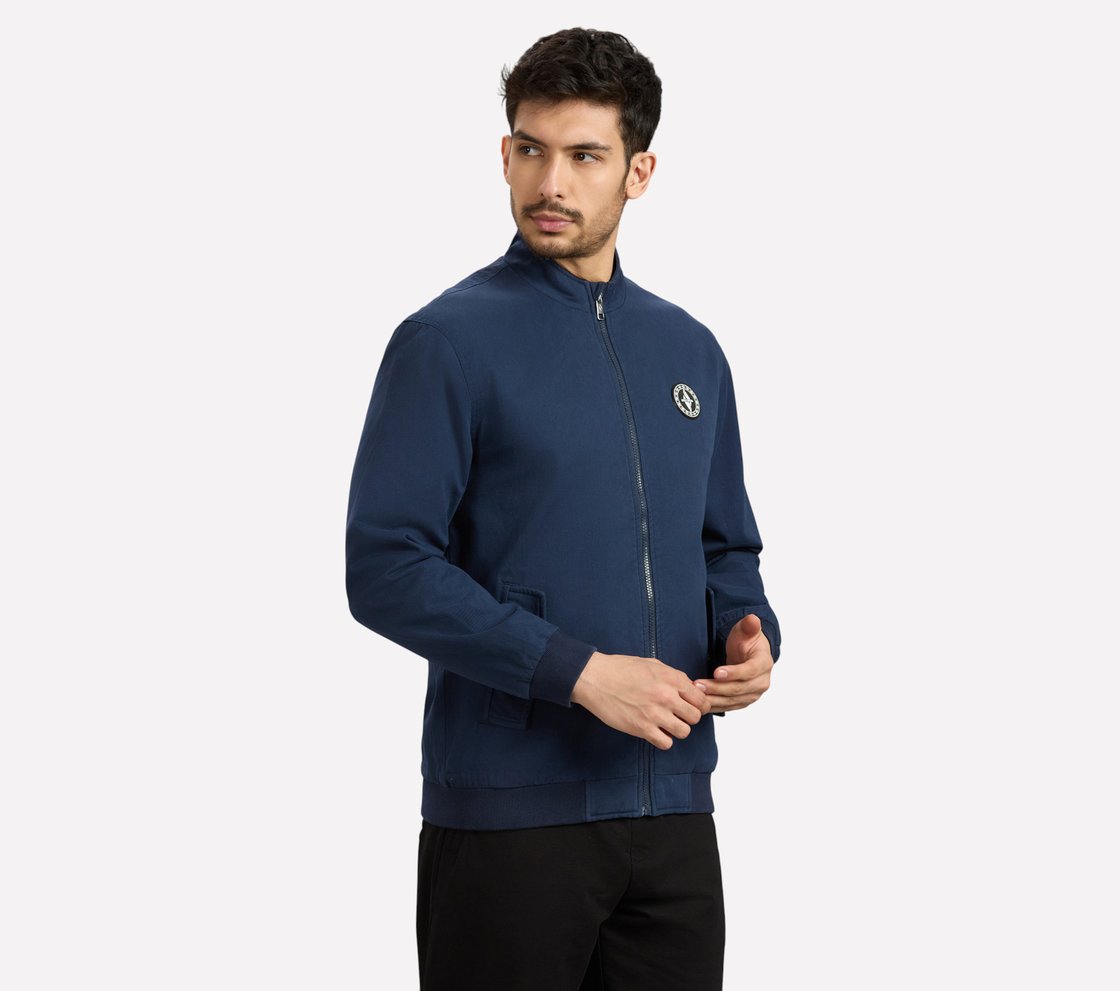 SKECHERS LIFESTYLE JACKET, NAVY Apparel Bottom View