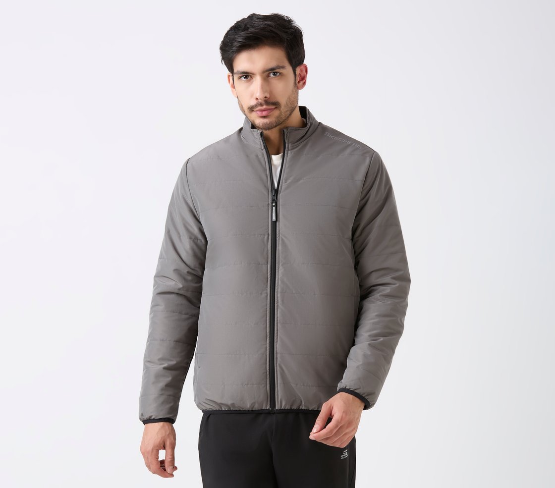 SKECHERS CLASSIC PUFFER JACKET, CHARCOAL/LT. GRAY Apparel Lateral View