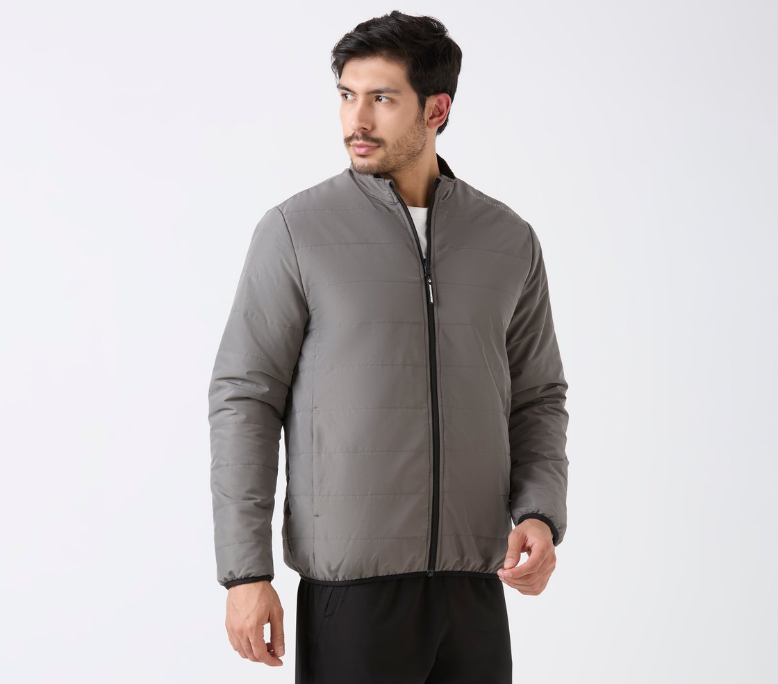 SKECHERS CLASSIC PUFFER JACKET, CHARCOAL/LT. GRAY Apparel Top View