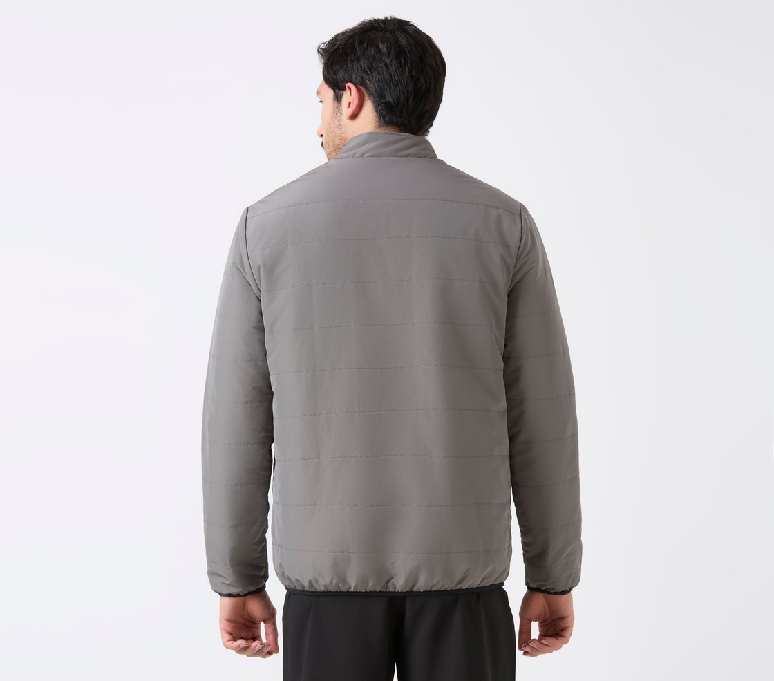 SKECHERS CLASSIC PUFFER JACKET, CHARCOAL/LT. GRAY Apparel Left View