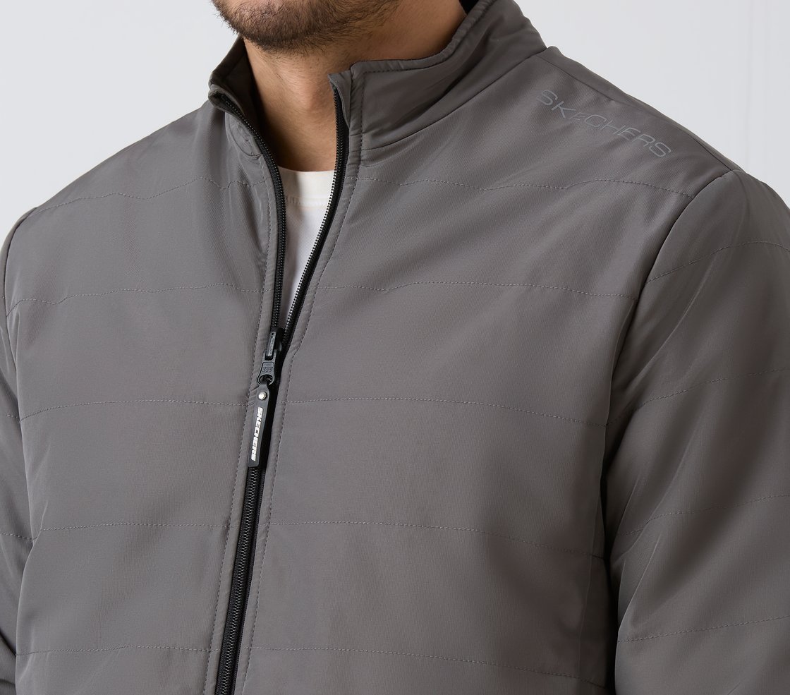 SKECHERS CLASSIC PUFFER JACKET, CHARCOAL/LT. GRAY Apparel Right View