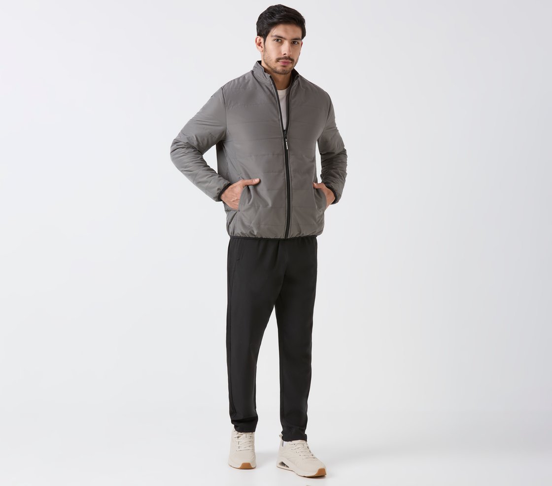 SKECHERS CLASSIC PUFFER JACKET, CHARCOAL/LT. GRAY Apparel Right View