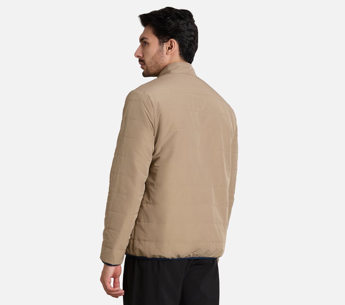 SKECHERS CLASSIC PUFFER JACKET, NATURAL/BLUE Apparel Left View