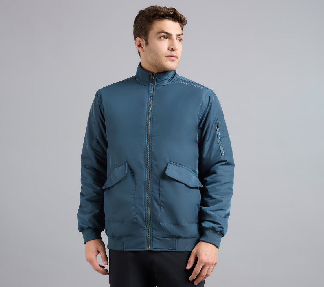 DOUBLE POCKET JACKET, TAUPE/BLUE Apparel Lateral View