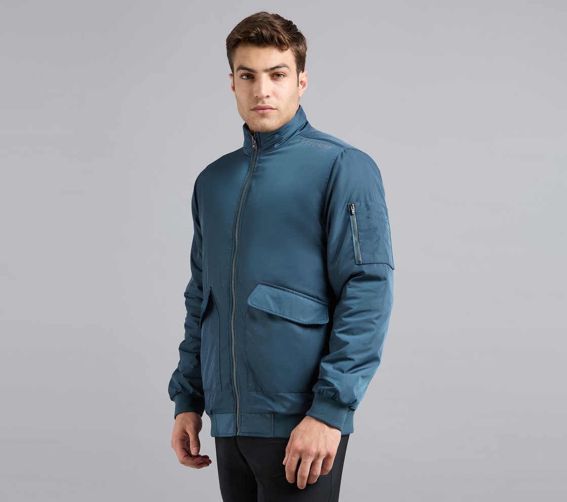 DOUBLE POCKET JACKET, TAUPE/BLUE Apparel Top View