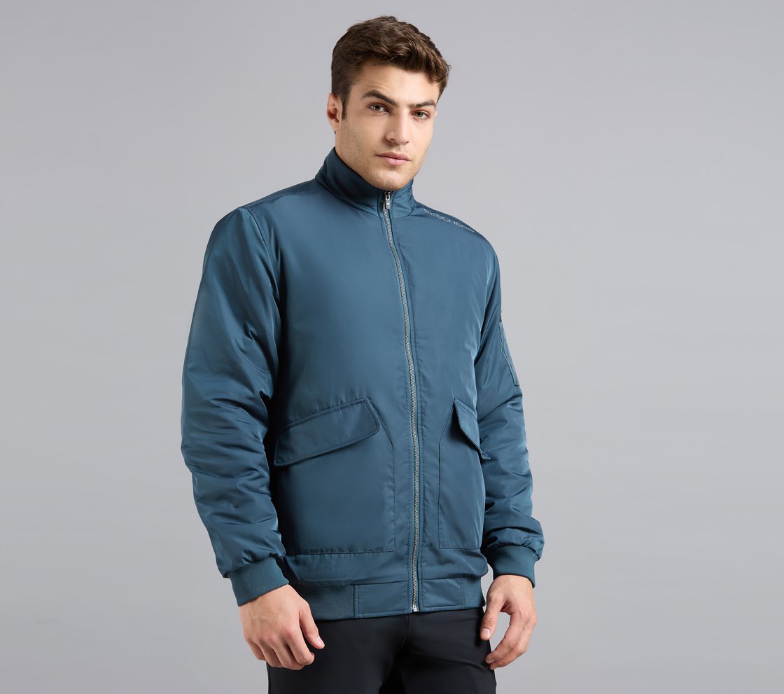 DOUBLE POCKET JACKET, TAUPE/BLUE Apparel Bottom View