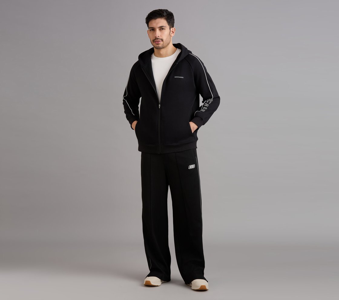 SKECHERS CORDED PANEL HOODIE, BLACK Apparel Right View