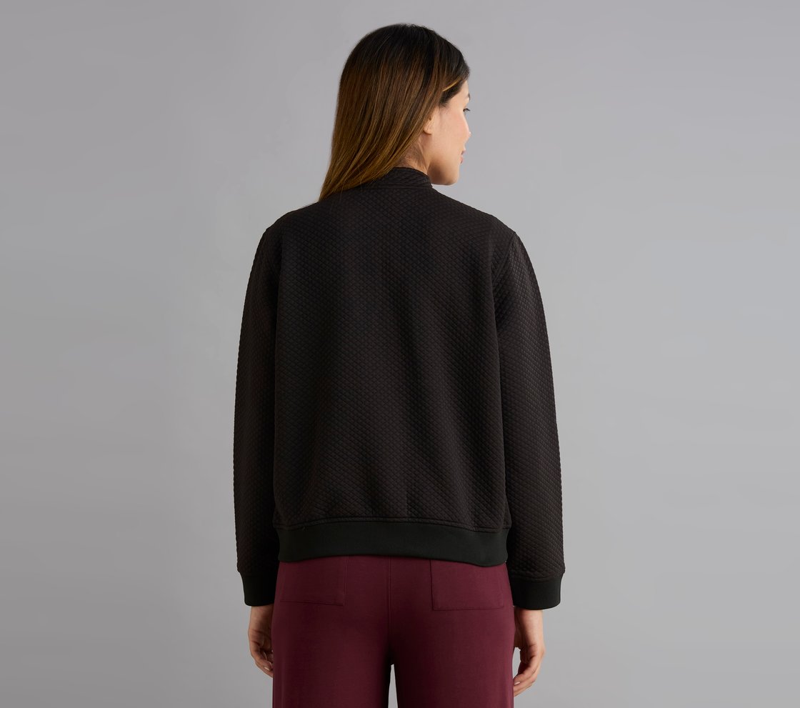 QUILTED SNAP BUTTON JACKET, BLACK