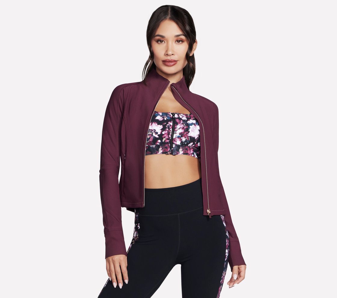 GOFLEX RIB JACKET, BURGUNDY/PINK Apparel Lateral View