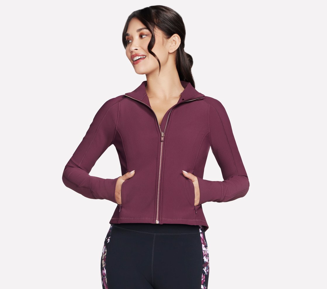 GOFLEX RIB JACKET, BURGUNDY/PINK Apparel Left View