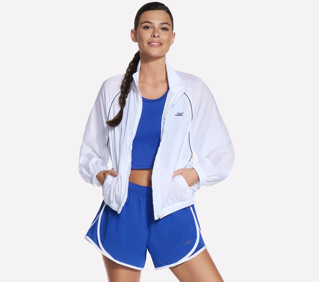 SKECHERS PERFORMANCE TRACK JACKET, WHITE Apparel Left View
