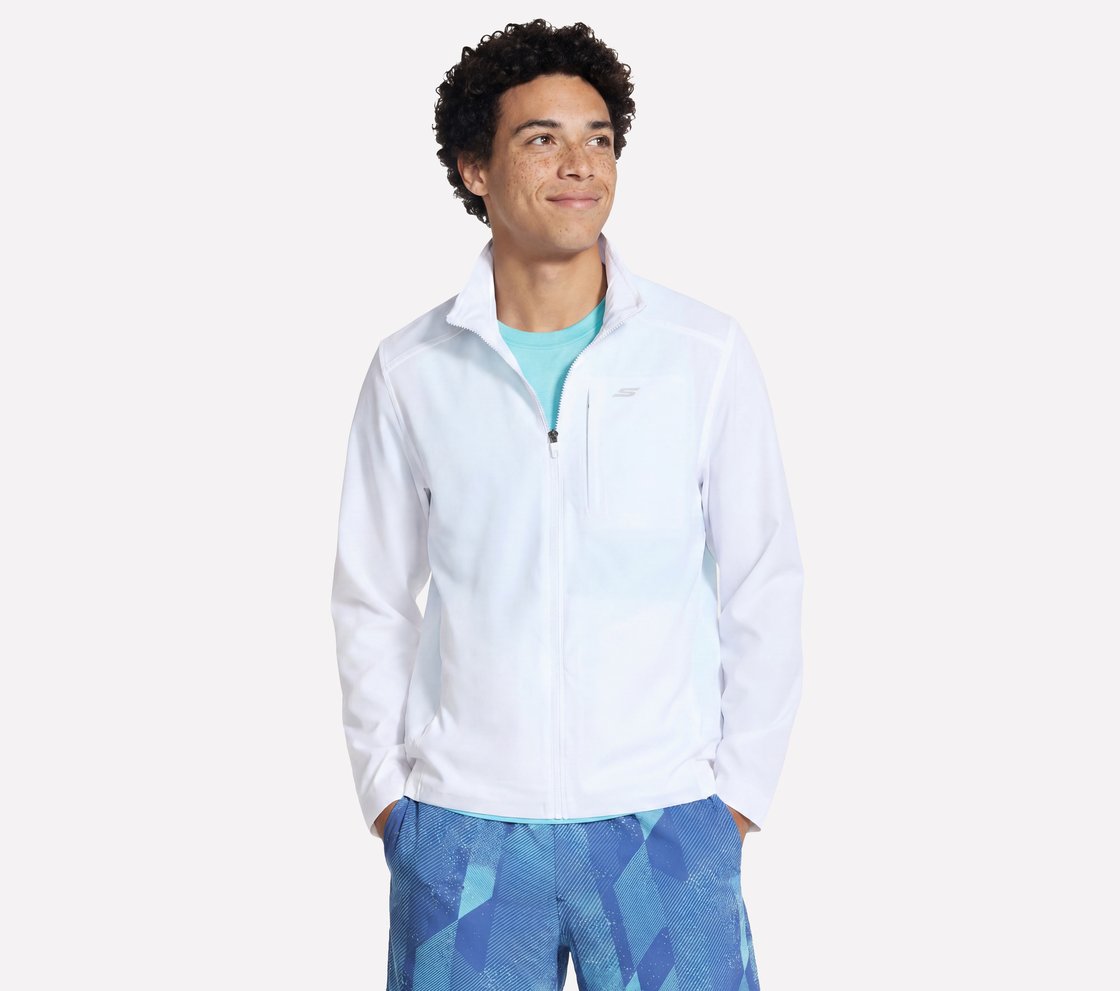 SKECHERS PREMIER JACKET, WHITE Apparel Lateral View