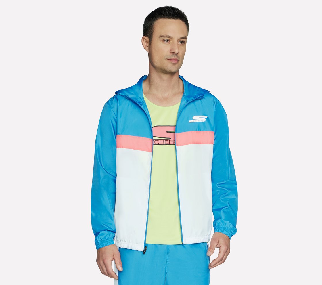 SPEED ELITE HOODED TRACK JACK, BLUE/GREEN