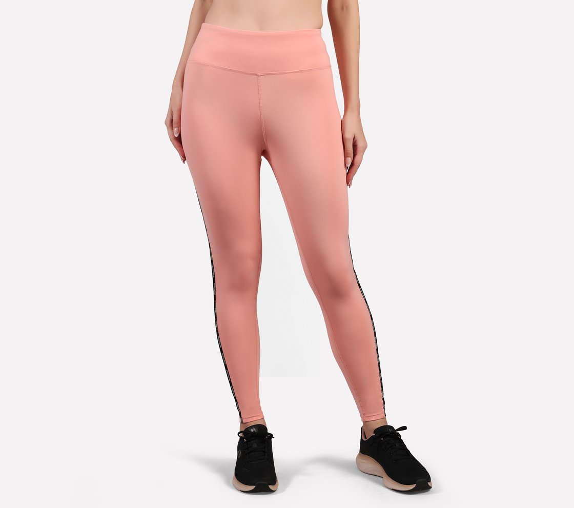 BRANDED TAPE APPLIQUE LEGGING, PURPLE/YELL Apparel Lateral View