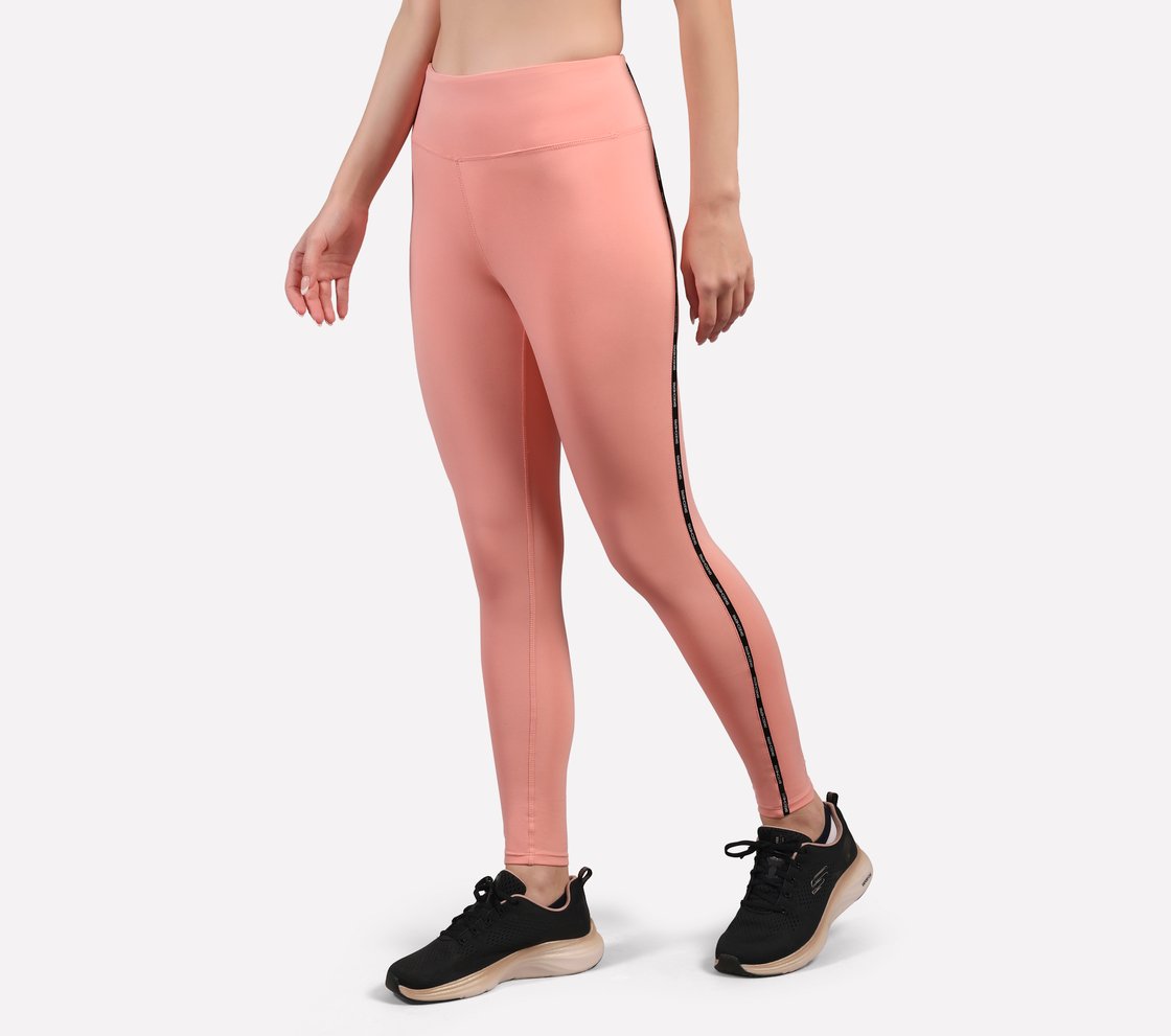 BRANDED TAPE APPLIQUE LEGGING, PURPLE/YELL Apparel Top View
