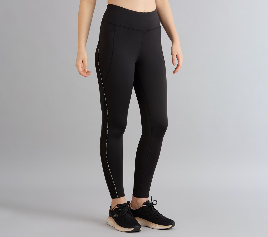 POWER MESH PANELLED LEGGING, BLACK Apparel Top View