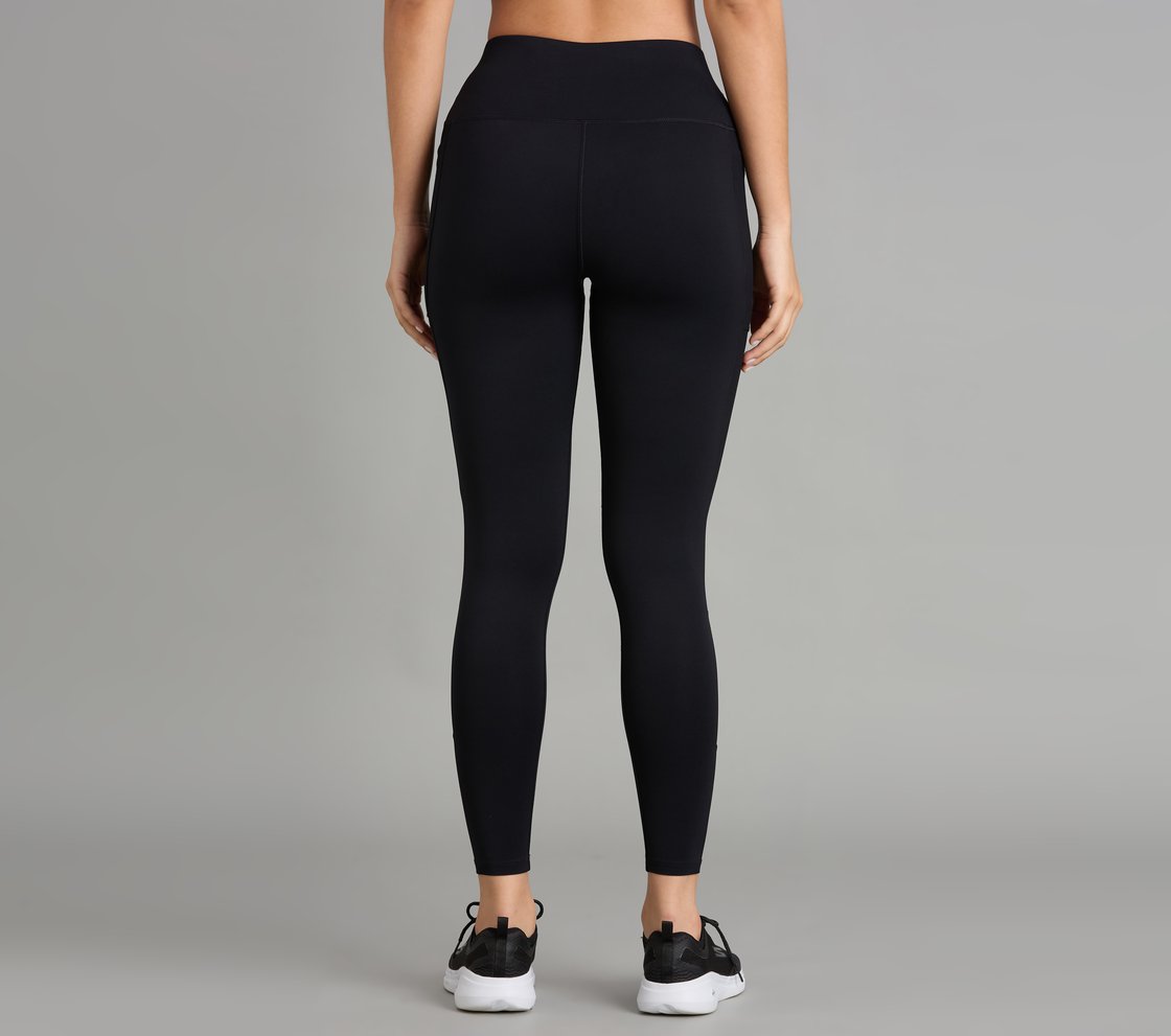RIB PANELLED LEGGINGS, BLACK Apparel Left View