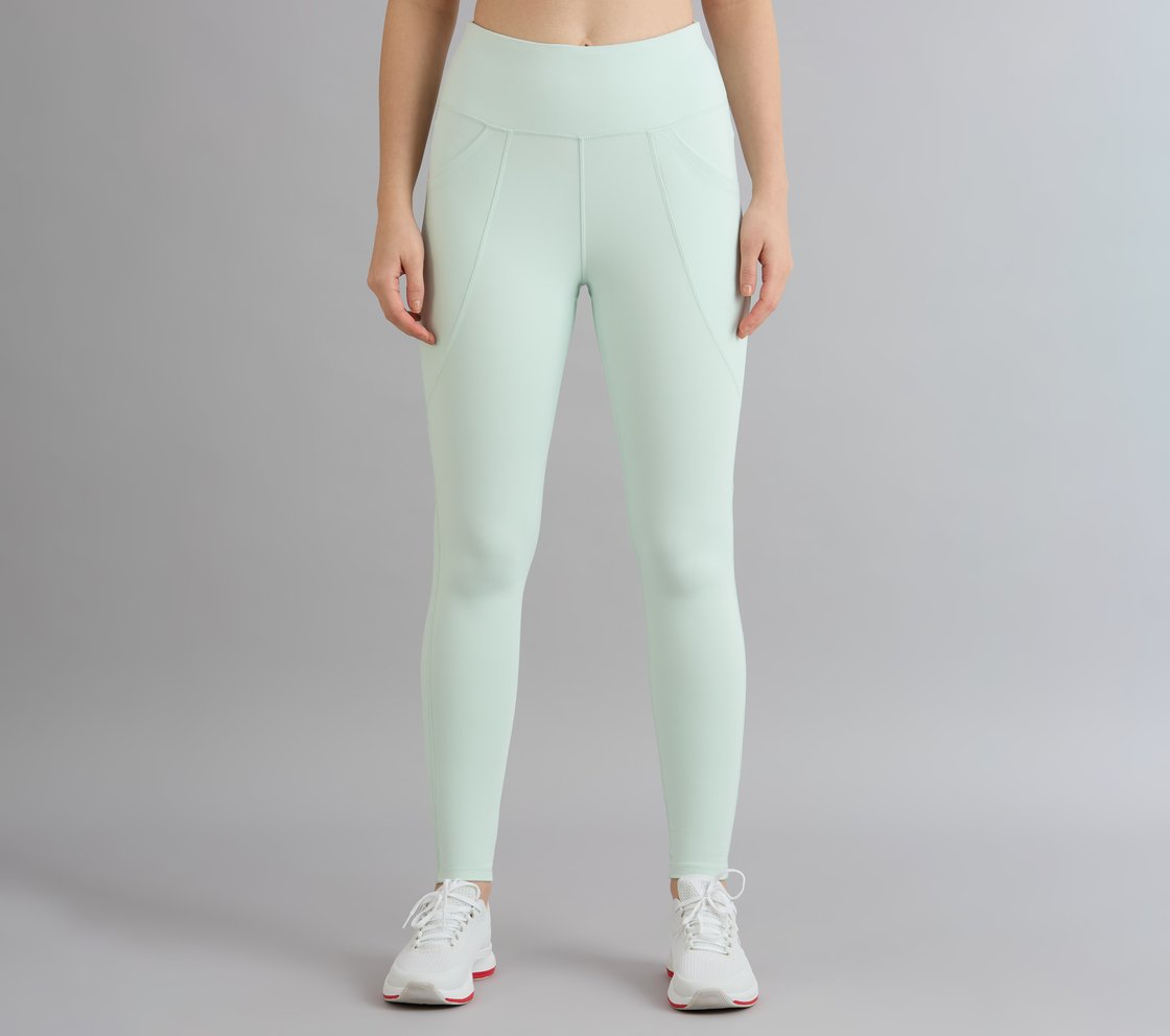 POWER MESH PANELLED LEGGINGS, YELLOW/BLUE