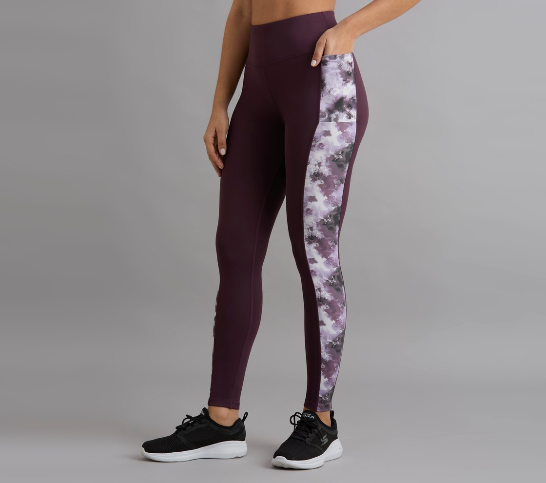 PRINTED PANEL LEGGING, WHITE/TURQ/PURPLE Apparel Top View
