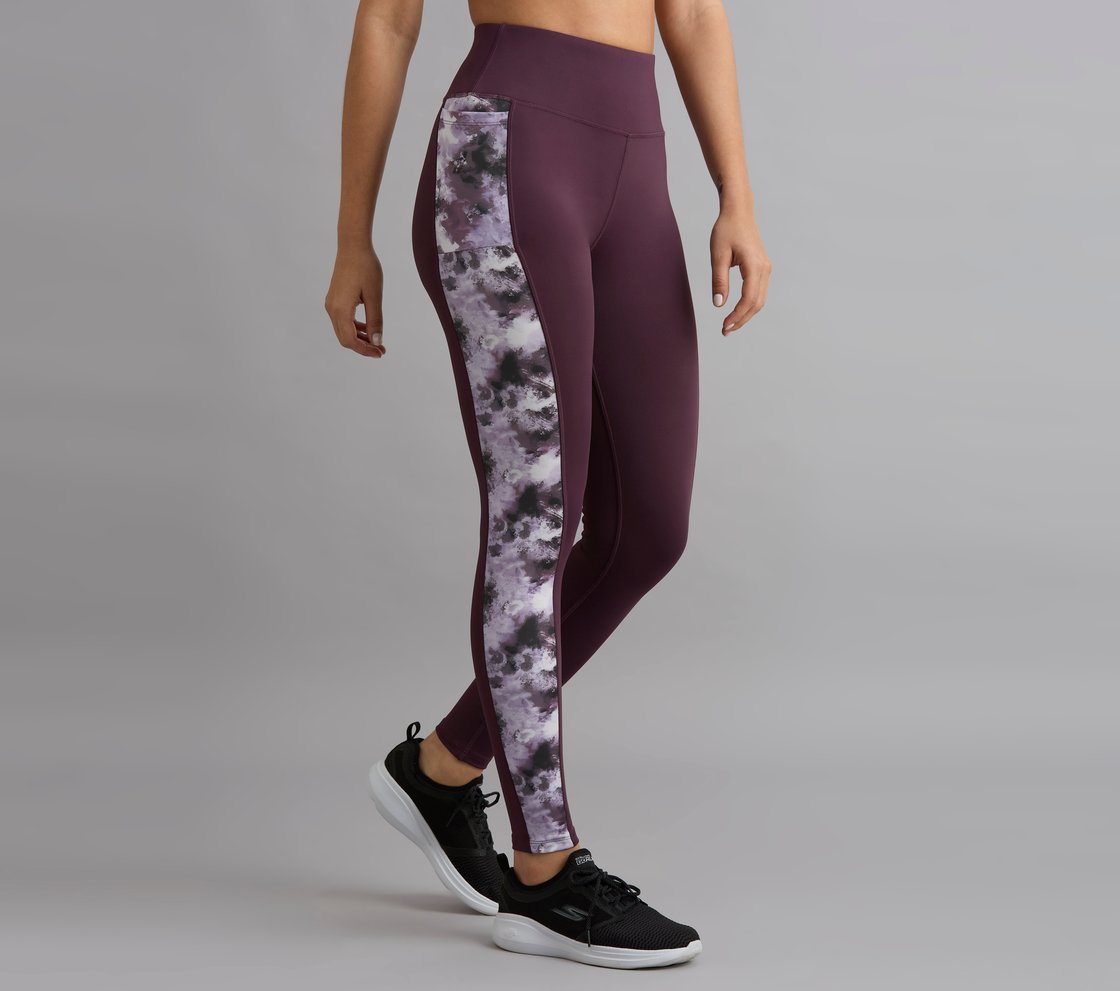 PRINTED PANEL LEGGING, WHITE/TURQ/PURPLE Apparel Bottom View