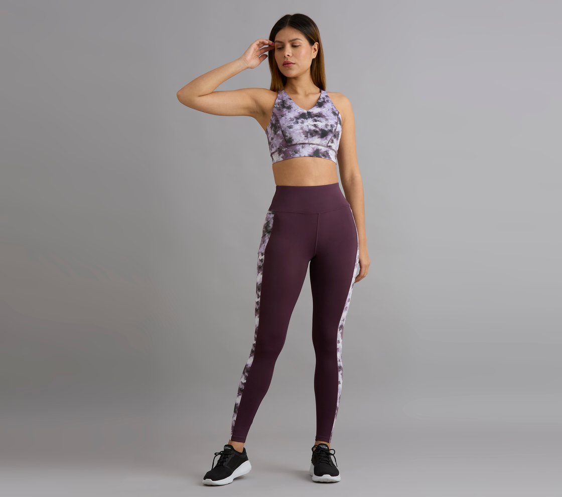 PRINTED PANEL LEGGING, WHITE/TURQ/PURPLE Apparel Right View