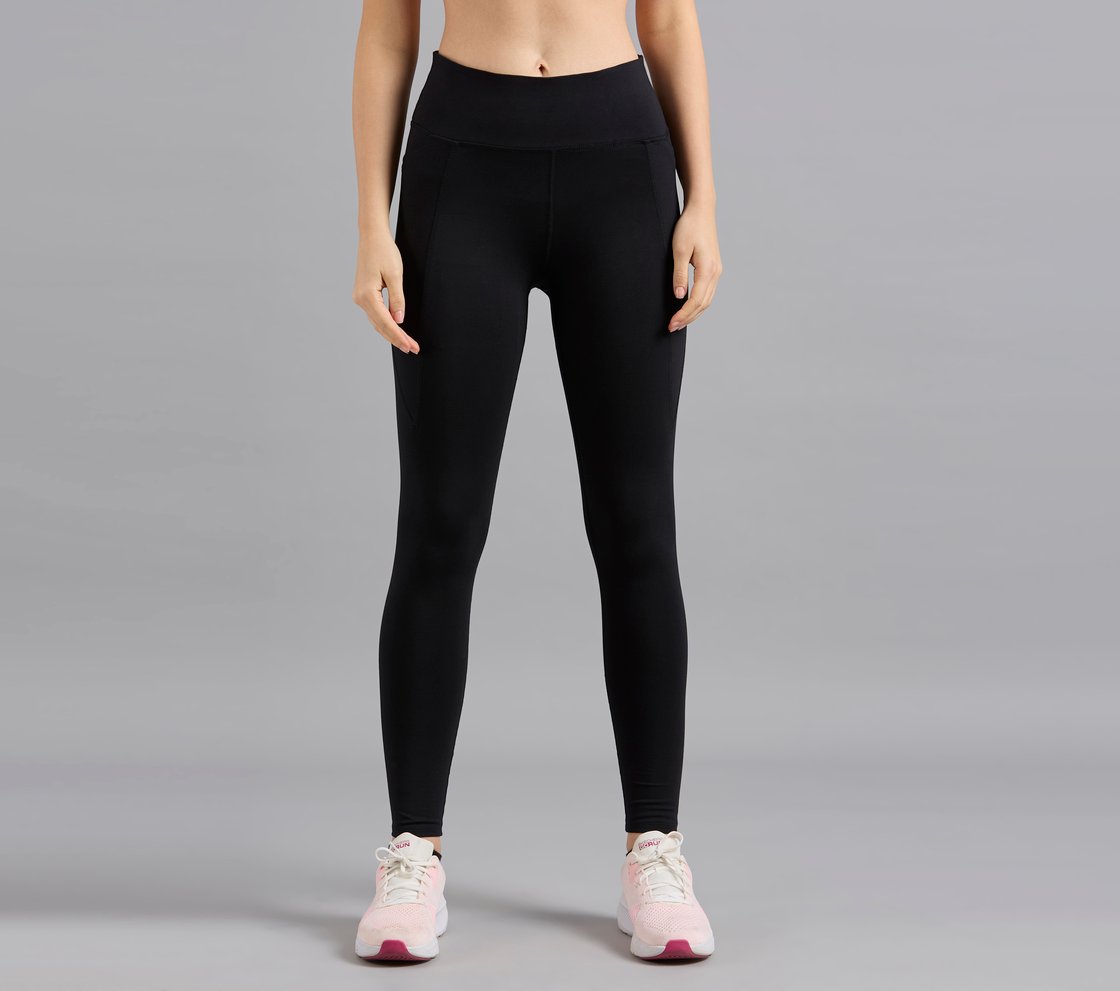 BASIC COTTON BRANDED LEGGINGS, BLACK Apparel Lateral View