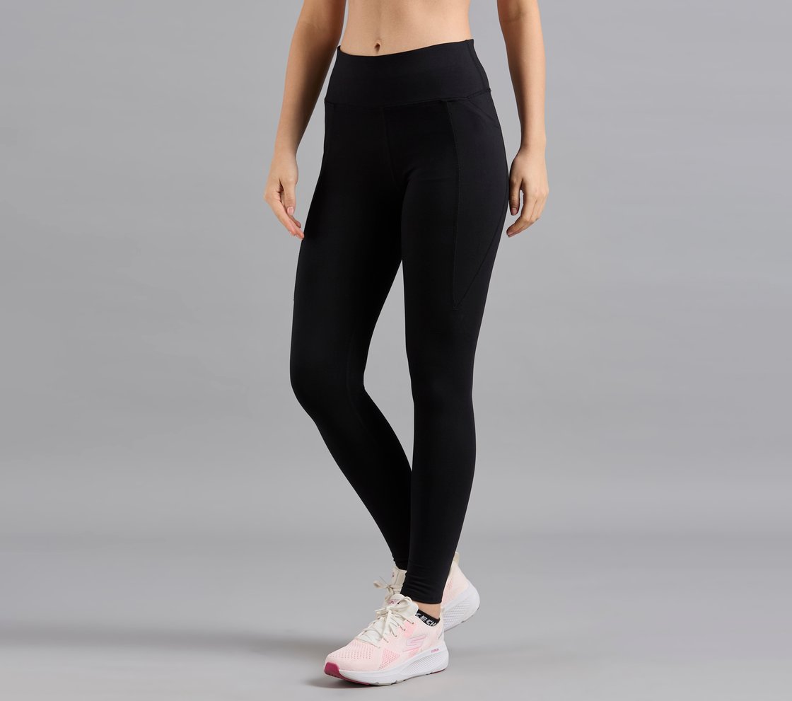 BASIC COTTON BRANDED LEGGINGS, BLACK Apparel Top View