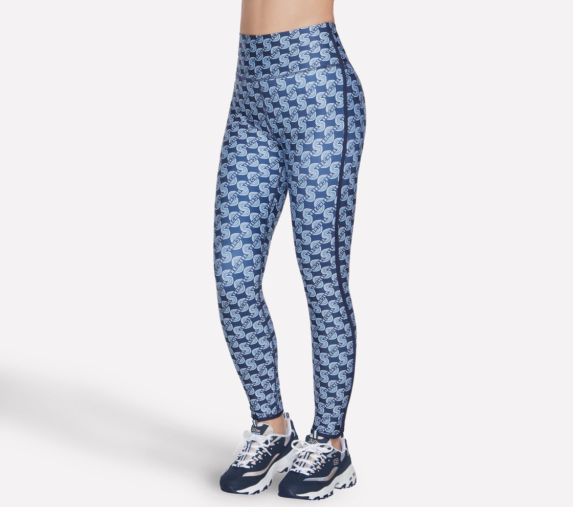 SKECHERS CHAIN HW FL LEGGING, NVY GRY WHT