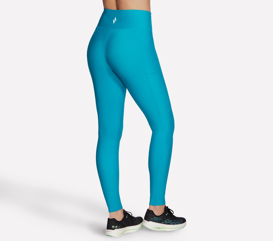 GOFLEX RIB FL HW LEGGING, AQUA/GREEN Apparel Top View
