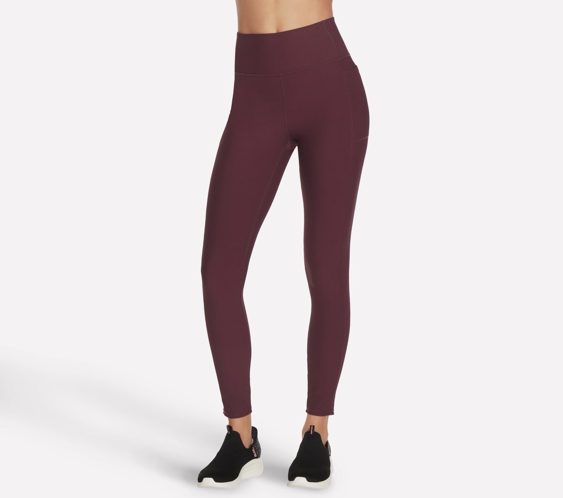 GOFLEX RIB FL HW LEGGING, BURGUNDY/PINK