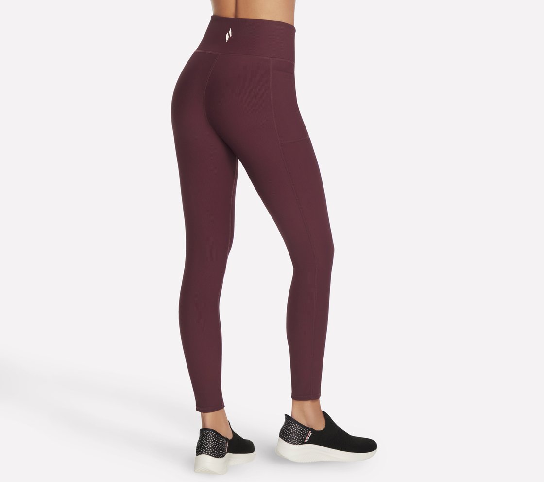 GOFLEX RIB FL HW LEGGING, BURGUNDY/PINK Apparel Top View