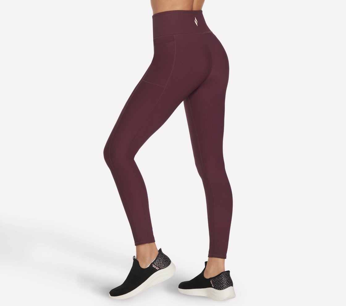 GOFLEX RIB FL HW LEGGING, BURGUNDY/PINK Apparel Bottom View