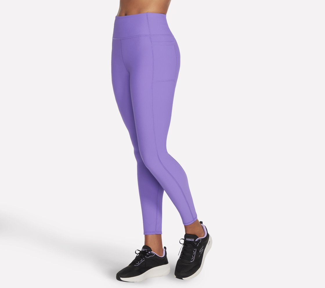 GOFLEX RIB FL HW LEGGING, NEON PINK/PURPLE Apparel Left View