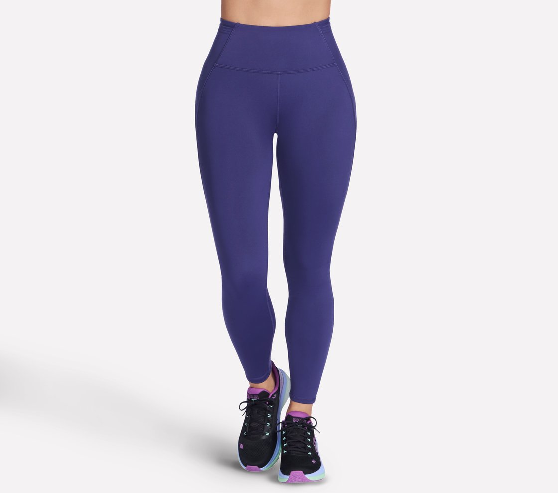 SKECHERS ENDURANCE SEAMLESS LEGGING, NAVY/PURPLE Apparel Lateral View