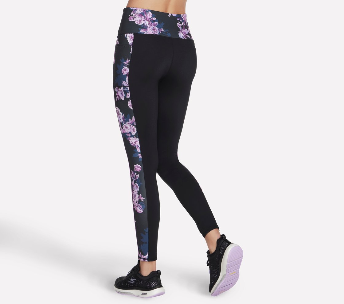 GOSTRETCH WINTER BLOOM LEGGING, BLACK/LAVENDER/PINK Apparel Top View