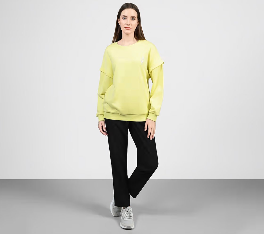 OASIS LAYERED SLEEVE SWEATSHIRT, MINT/YELLOW Apparel Right View