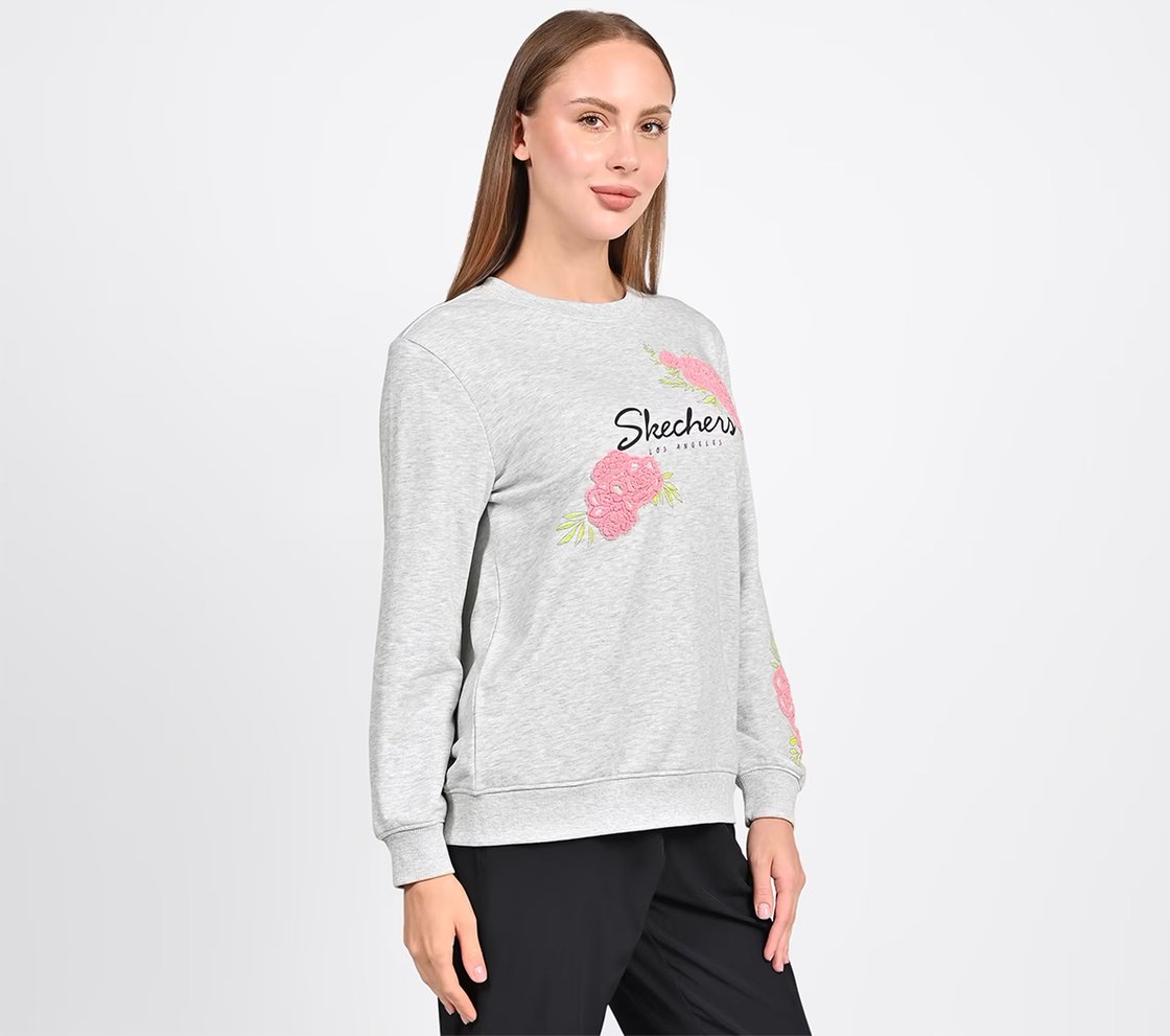 EARTH FLORAL BRANDING SWEATSHIRT, LIGHT GREY