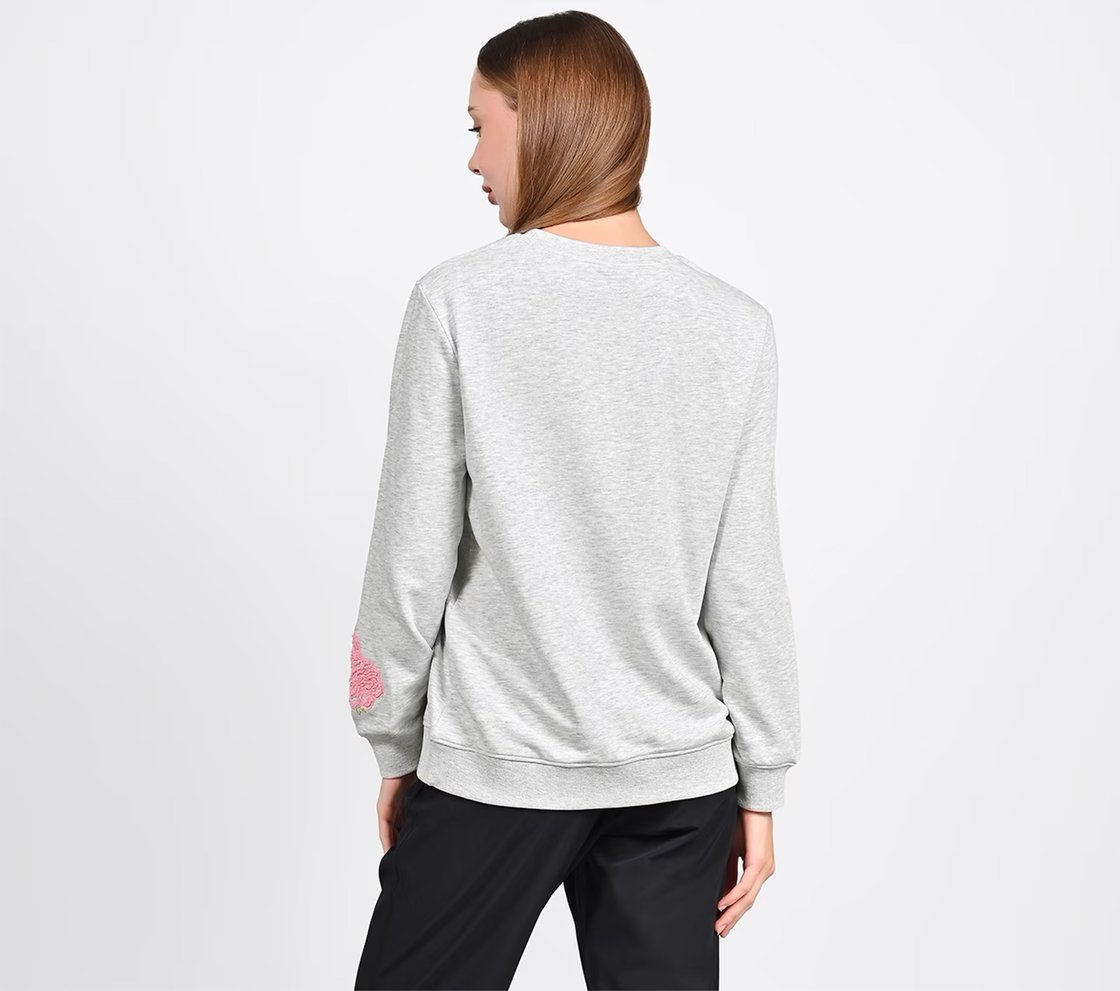 EARTH FLORAL BRANDING SWEATSHIRT, LIGHT GREY Apparel Left View