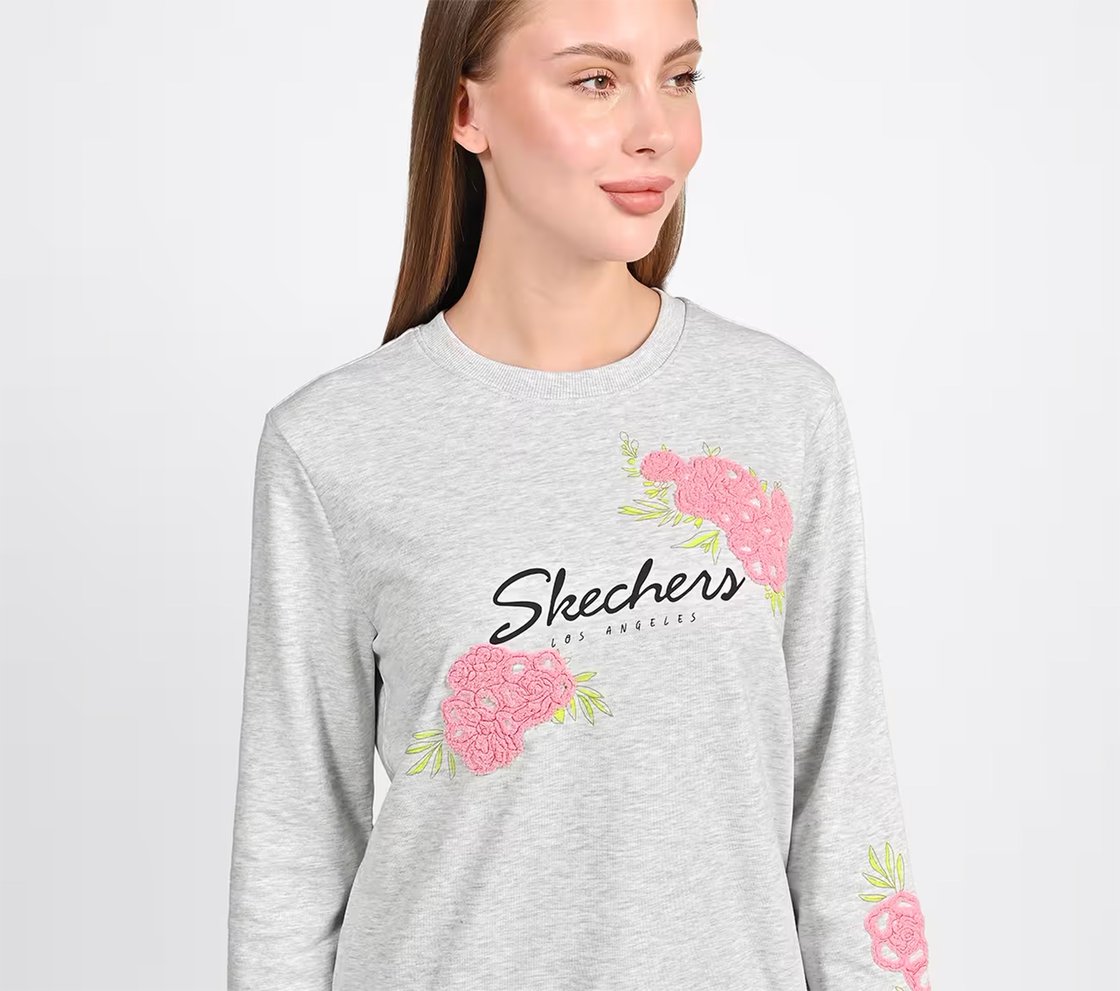 EARTH FLORAL BRANDING SWEATSHIRT, LIGHT GREY Apparel Right View