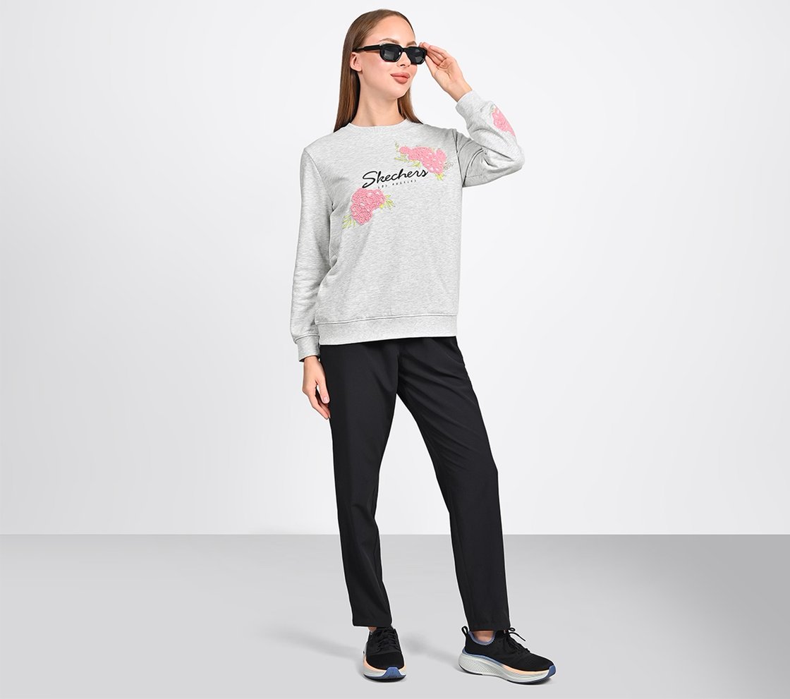 EARTH FLORAL BRANDING SWEATSHIRT, LIGHT GREY Apparel Right View