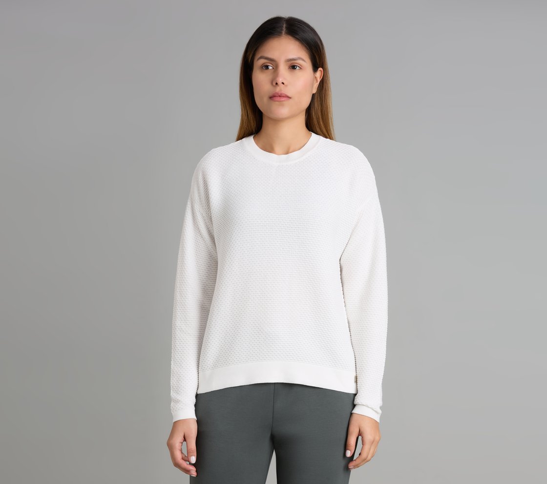 FLATKNIT FULL SLEEVE TEE, WHITE Apparel Lateral View