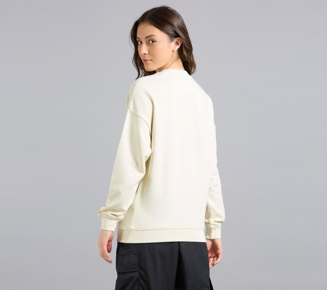 SKECHERS APPLIQUED SWEATSHIRT, WHITE Apparel Left View