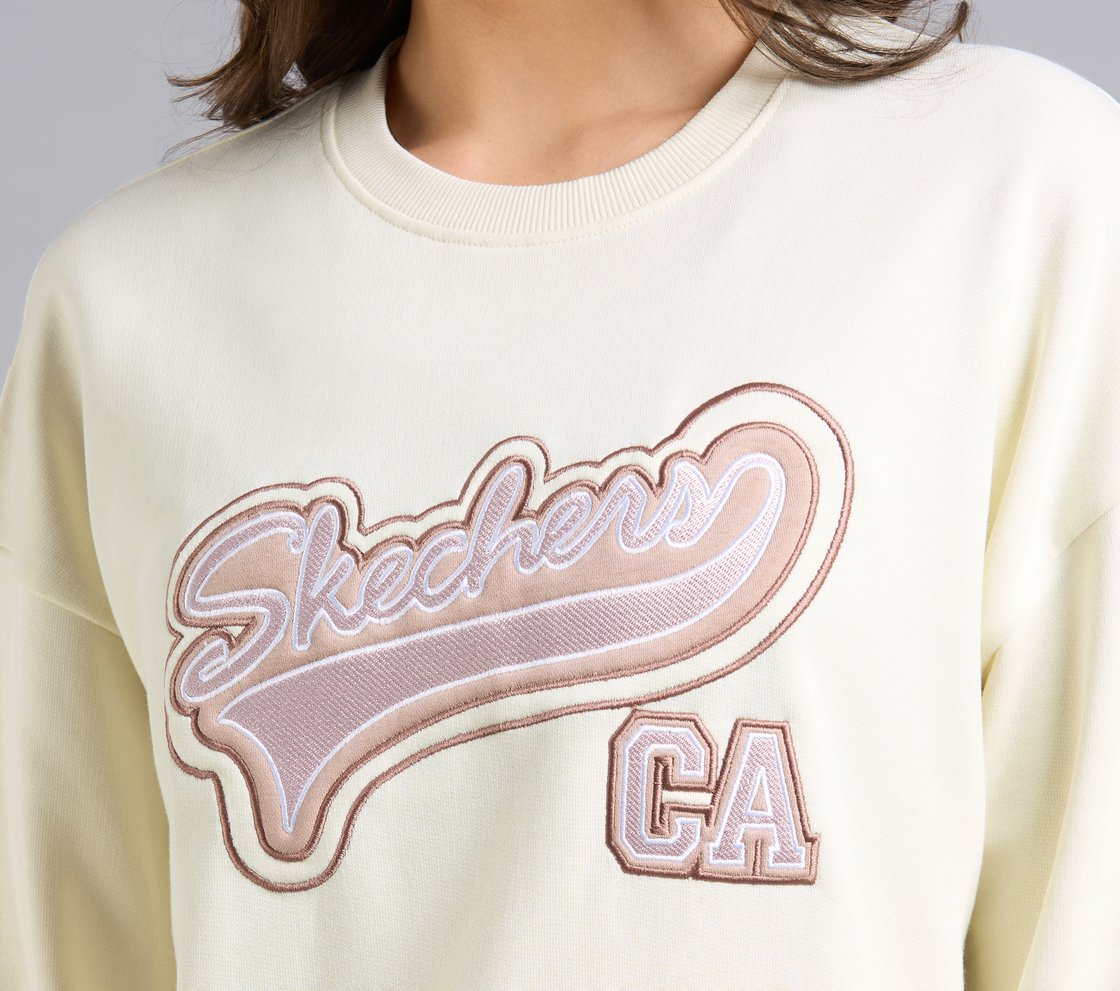 SKECHERS APPLIQUED SWEATSHIRT, WHITE Apparel Right View
