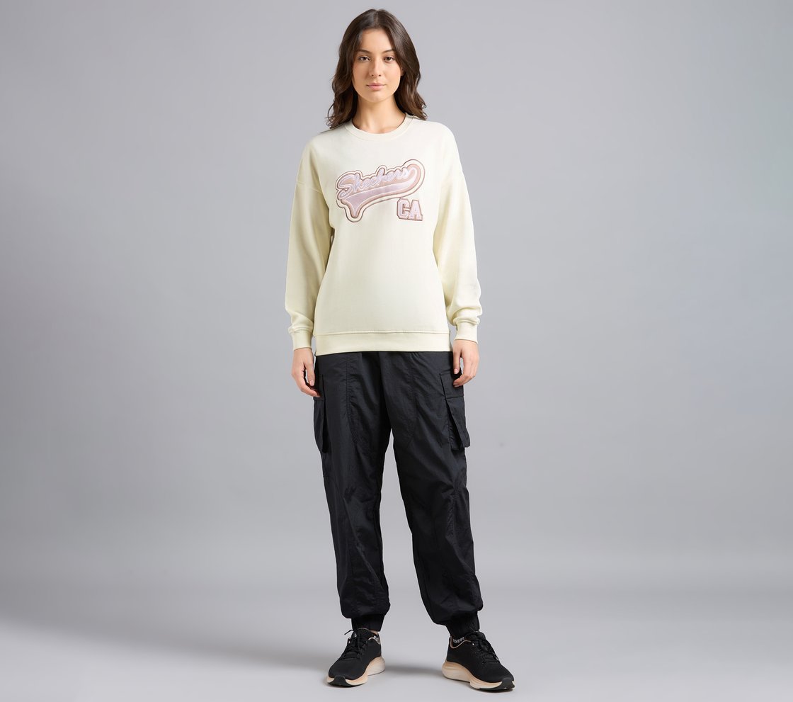 SKECHERS APPLIQUED SWEATSHIRT, WHITE Apparel Right View