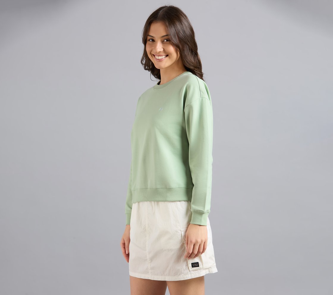 DROP SHOULDER SWEATSHIRT, YELLOW/BLUE Apparel Top View