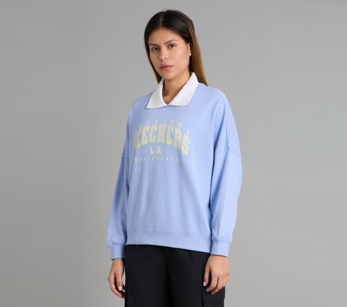 OVERSIZED LONG SLEEVED TEE, GRAY/AQUA/PINK Apparel Top View
