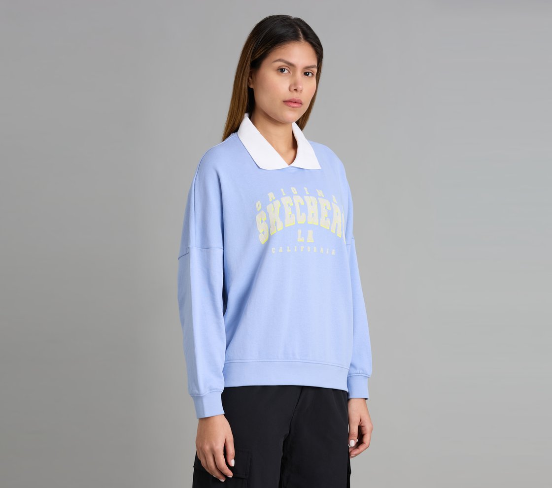 OVERSIZED LONG SLEEVED TEE, GRAY/AQUA/PINK Apparel Bottom View