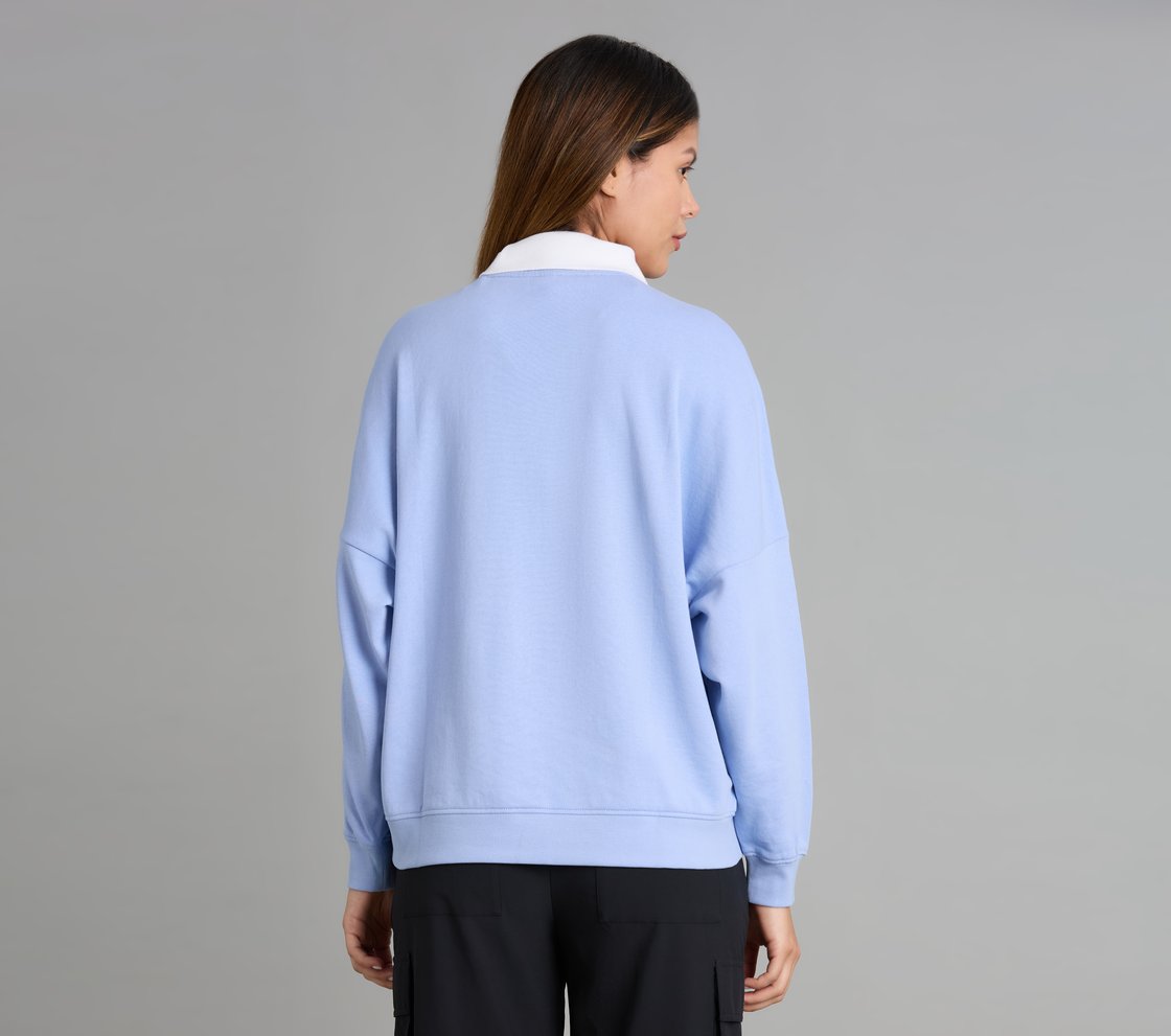 OVERSIZED LONG SLEEVED TEE, GRAY/AQUA/PINK Apparel Left View