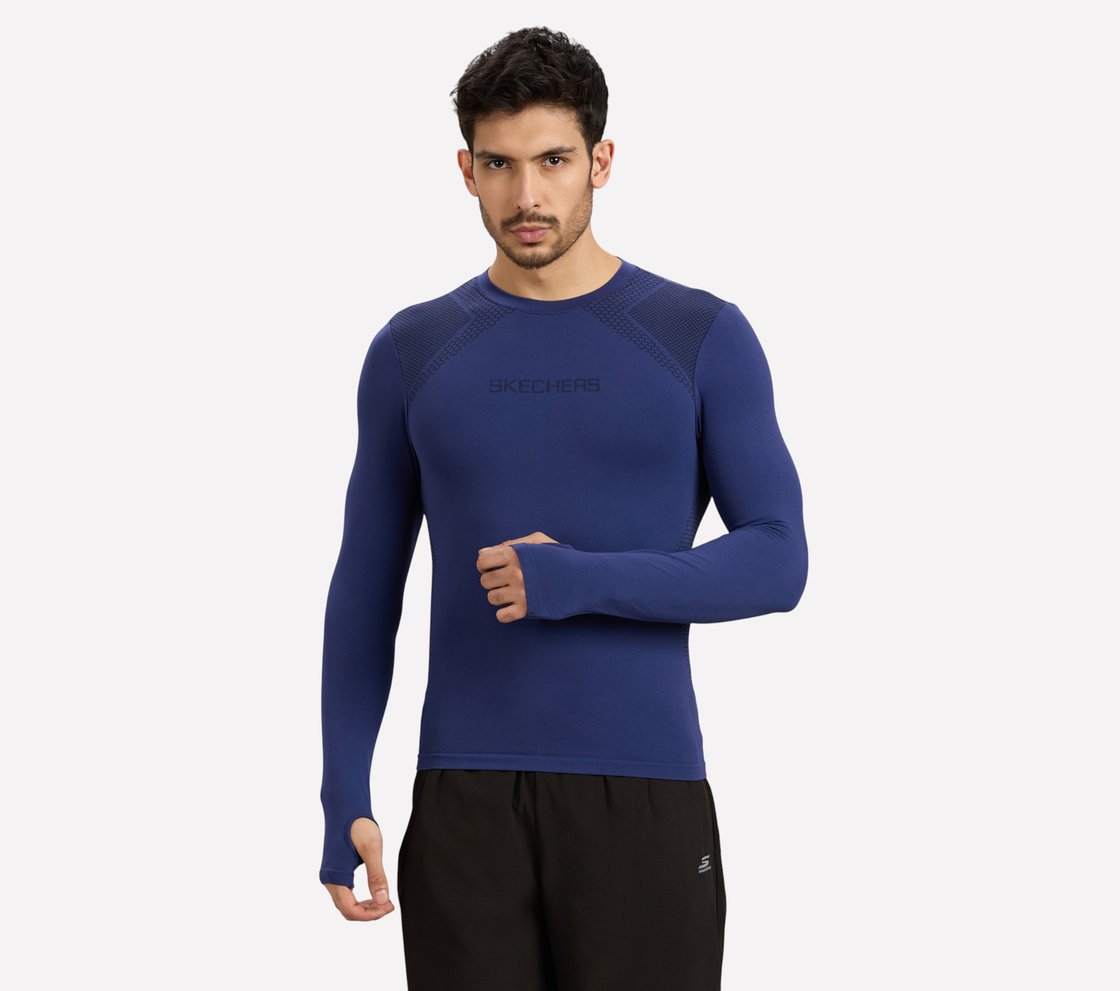 COMPRESSION RUNNER TEE, LT. BLUE/YELLOW Apparel Lateral View